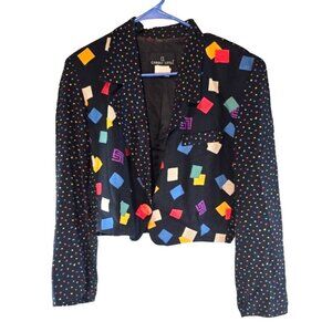 Carole Little Artsy Jacket Blazer 80's Geometric Design Unique Colorful Size 6